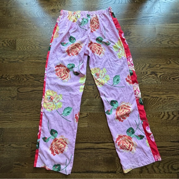 Victoria's Secret Floral Satin Pajama Pants - Pink and Red - Picture 3 of 3